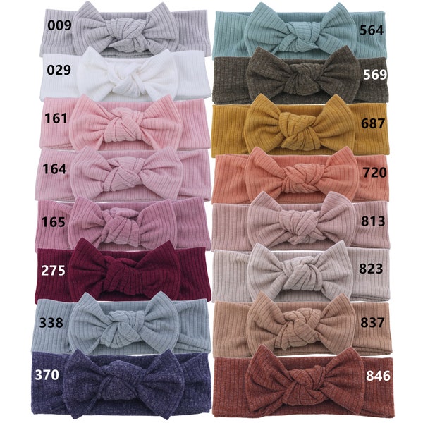 Pick 4 Toddler Baby Neutral Bow Headbands Newborn Baby Girls Cotton Ribbed Turban Headband Hairband Hair Bow Headwear Accessories