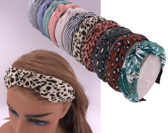 Leopard/Stripe Hairbands Girls/ Women vintage Knotted Headbands Trendy Bath Beauty Turban Non-slip Headband Hair Hoop Hair bow Accessories