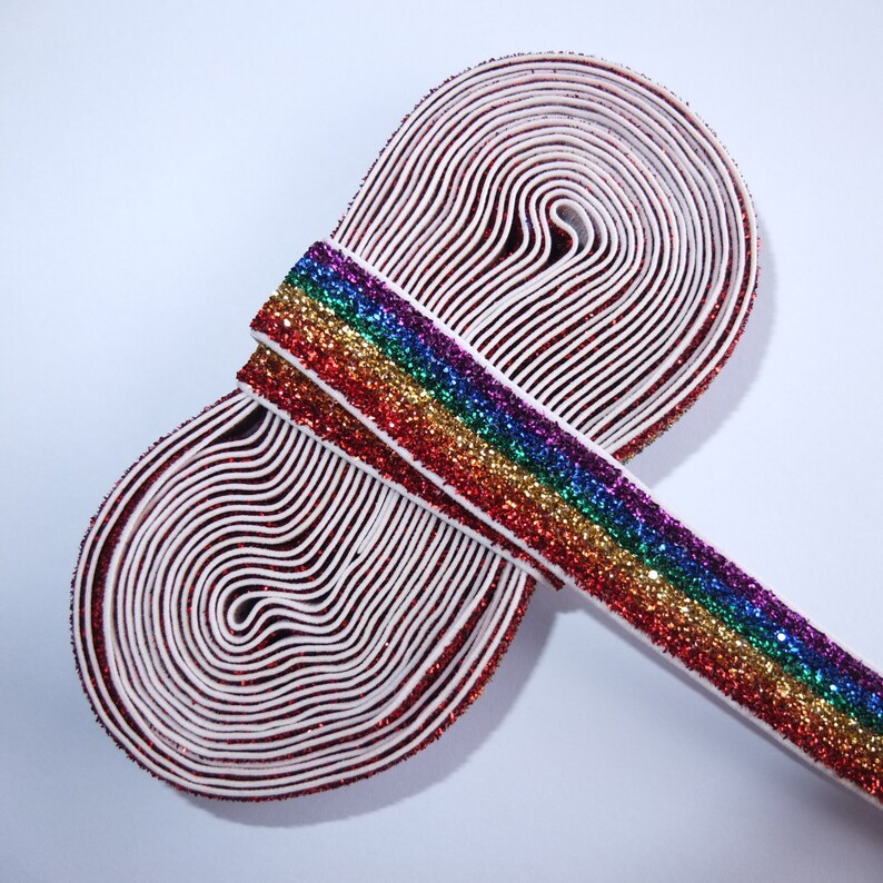 5 Yards RAINBOW Glitter Elastic 5/8 inch Elastic Glitter FOE Etsy