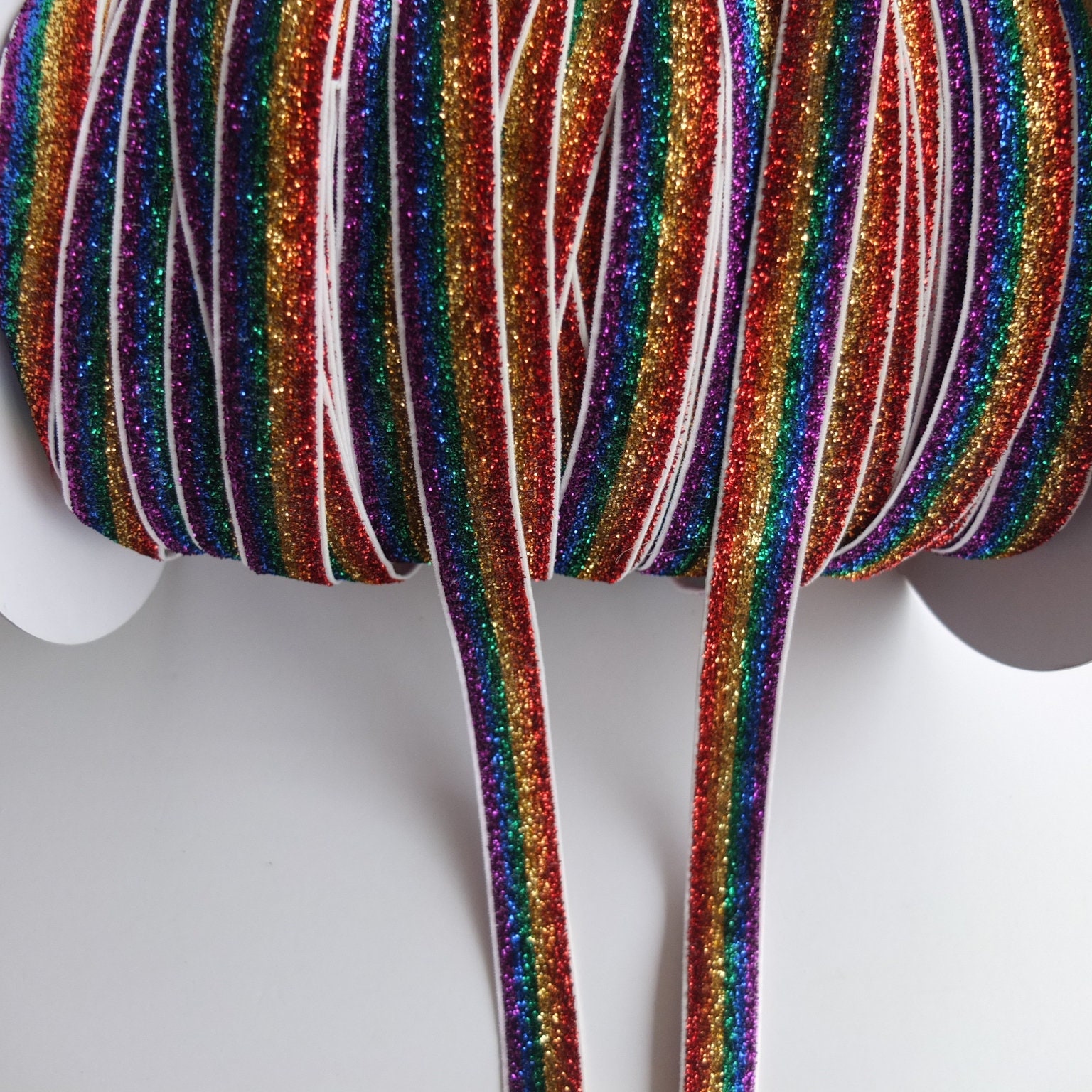 5 Yards RAINBOW Glitter Elastic 5/8 inch Elastic Glitter FOE Etsy