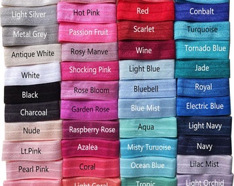 5 Yards 5/8'' Soft Fold over Elastic bands FOE DIY Sewing Elastic Accessories Hair Elastic Supplies 84 Colors Available