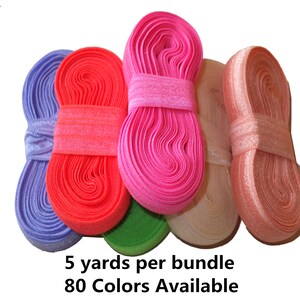 5 Yards Elastic bands 5/8'' Fold Over Elastic Ribbon FOE Nylon Elastic Sewing Sideband Fabric Garment Hair Elastic Accessories