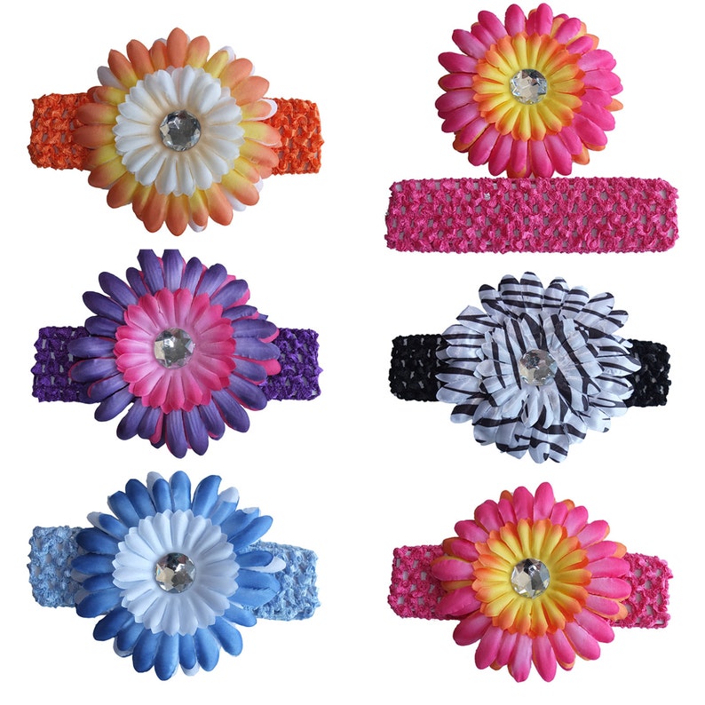 Daisy Flower Clip Crocheted Woman Girls Baby Headbands Hair Clips Headband