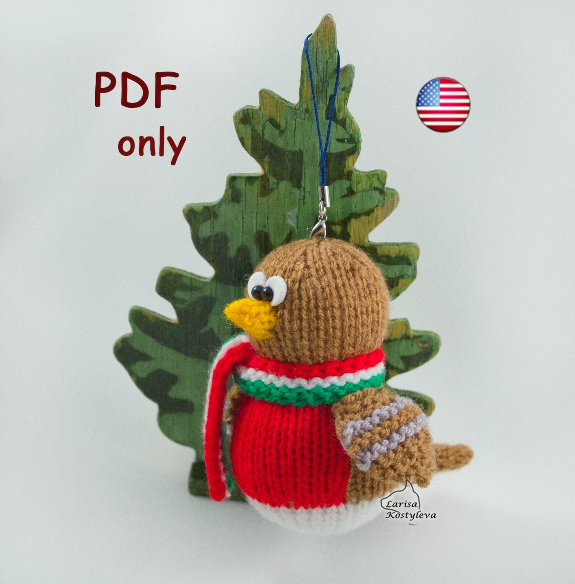 Knitting patterns Robin bird Christmas decoration amigurumi Etsy