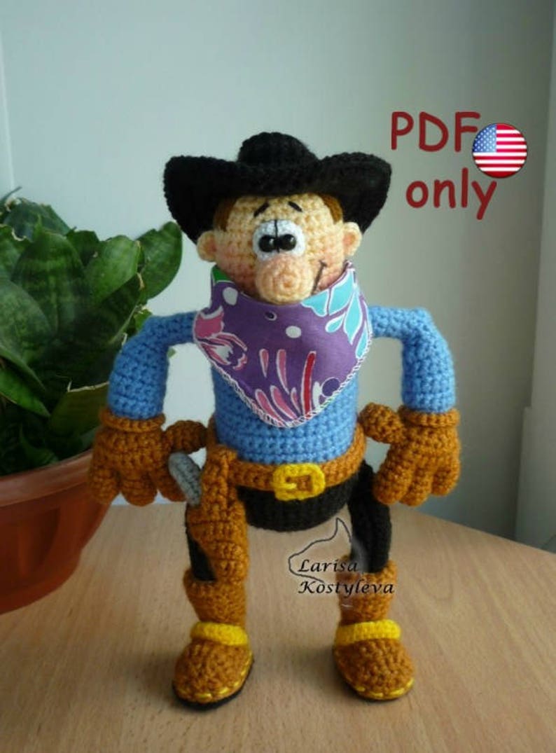 Crochet pattern Cowboy amigurumi doll English Etsy