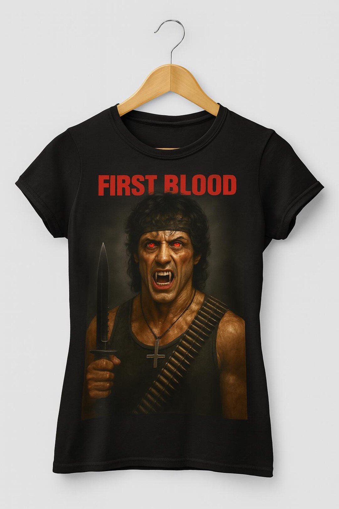 First Blood Vampire Rambo T-shirt | Creepy Horror Movie Parody Tee ...