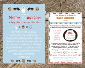 Milk and Cookies Long Distance Baby Shower Invitation Set