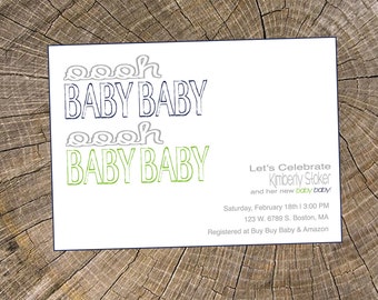 Oooh Baby Baby, Boy Shower Invitation