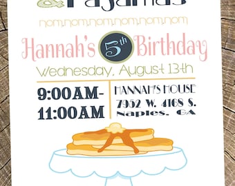 Pancakes & Pajamas Party Invitation (Birthday, Girl's Night Out, etc.)