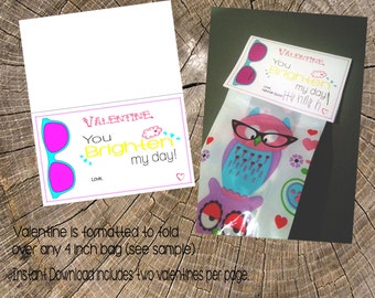 You Brighten My Day Valentine (folds over a 4 inch bag). Great for sunglasses, crayons, anything bright!