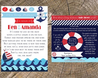 Sailor Long Distance Baby Shower (5x7 Invitation & 5x5 Insert Card)