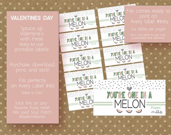One in a Melon Valentine Printable
