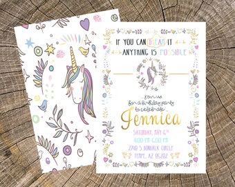 Unicorn Birthday Invitation