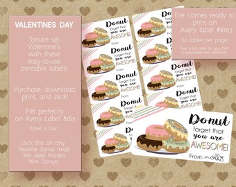 Donut Forget You're Awesome Valentine Printable Label