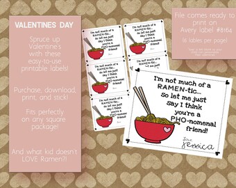 Ramen Noodles Valentine Label Printable