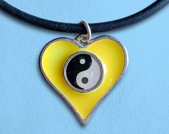 Vintage 1990s Yin Yang Heart Necklace | Glow in the Dark | Curated by Rad Patch Co