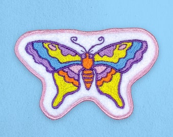 Parche bordado de mariposa colorida Freemotion / Hecho a mano por Rad Patch Co