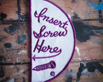 Vintage 1980s Insertar tornillo aquí parche / curado por Rad Patch Co