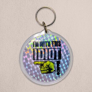 Vintage 1970s I’m With This Idiot Large Prismatic Keyring | Curated by Rad Patch Co
