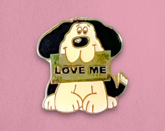 Vintage Love Me Dog Esmalte Pin / Curado por Rad Patch Co