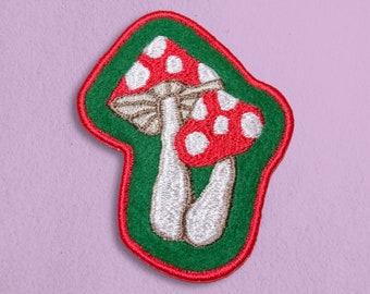 Toadstool Mushrooms Freemotion Embroidered Patch | Handmade by Rad Patch Co
