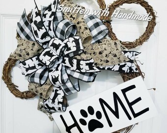 Dog and Cat Paw Wreath, Dog and/or Cat Home Wreath, Dog and/or Cat Mama Gift, Groomer Gift, Veterinarian Gift. Pet Grapevine Wreath