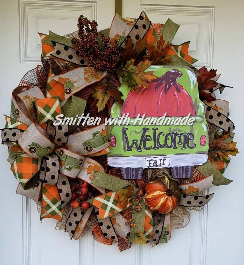 Fall Pick Up Truck Wreath Pick Up Truck Farm Wreath Green Pickup Truck Wreath Vintage Truck Wreath Farmhouse Wreath Fall Truck Wreath