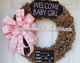 Burlap Baby Wreath, Baby Girl Wreath, Baby Boy Wreath, Baby Shower Wreath. Baby Hospital Wreath, Farmhouse Baby Wreath, Baby Door Wreath