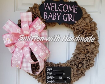 Burlap Baby Wreath, Baby Girl Wreath, Baby Boy Wreath, Baby Shower Wreath. Baby Hospital Wreath, Farmhouse Baby Wreath, Baby Door Wreath