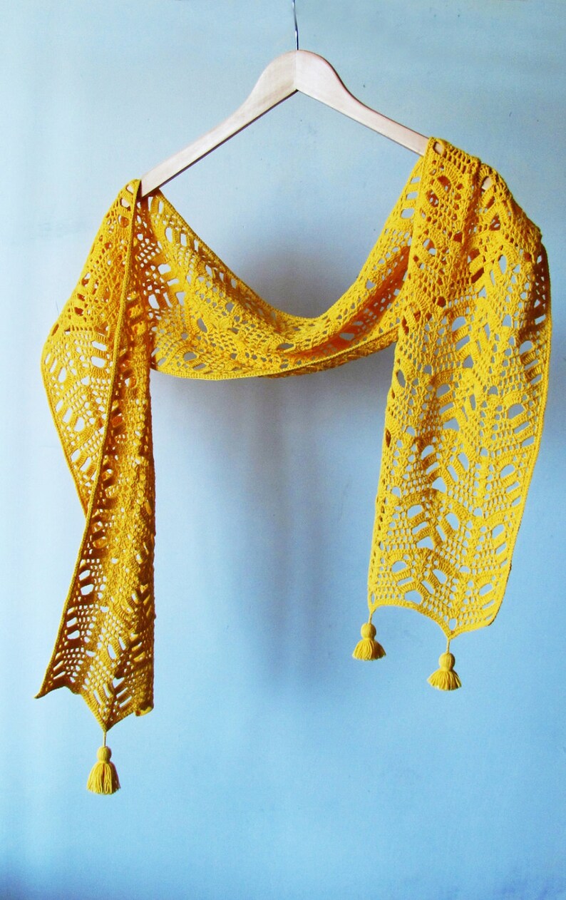 Crochet Scarf Pattern Dunes Scarf chevron filet crochet Etsy