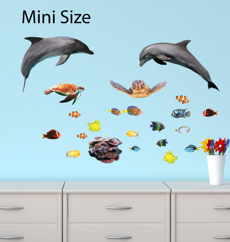 Fish Wall Decals Tropical Fish Wall Sticker Dolphin and Fish Decals