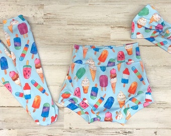 Ice Cream Baby Bloomers,Popsicle Baby Bloomers diaper cover Monogrammed baby bloomers personalized Toddler bloomers