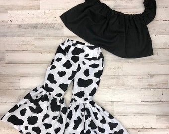 baby girl cow print outfit