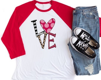 Red Raglan Shirt Etsy