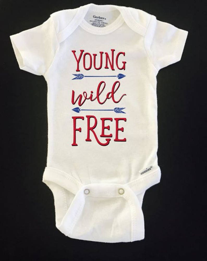 Funny Onesie newborn onesie baby clothes Young Wild and Free ONESIE \u00ae brand Gerber Onesie Bodysuit American onesie Shower gift