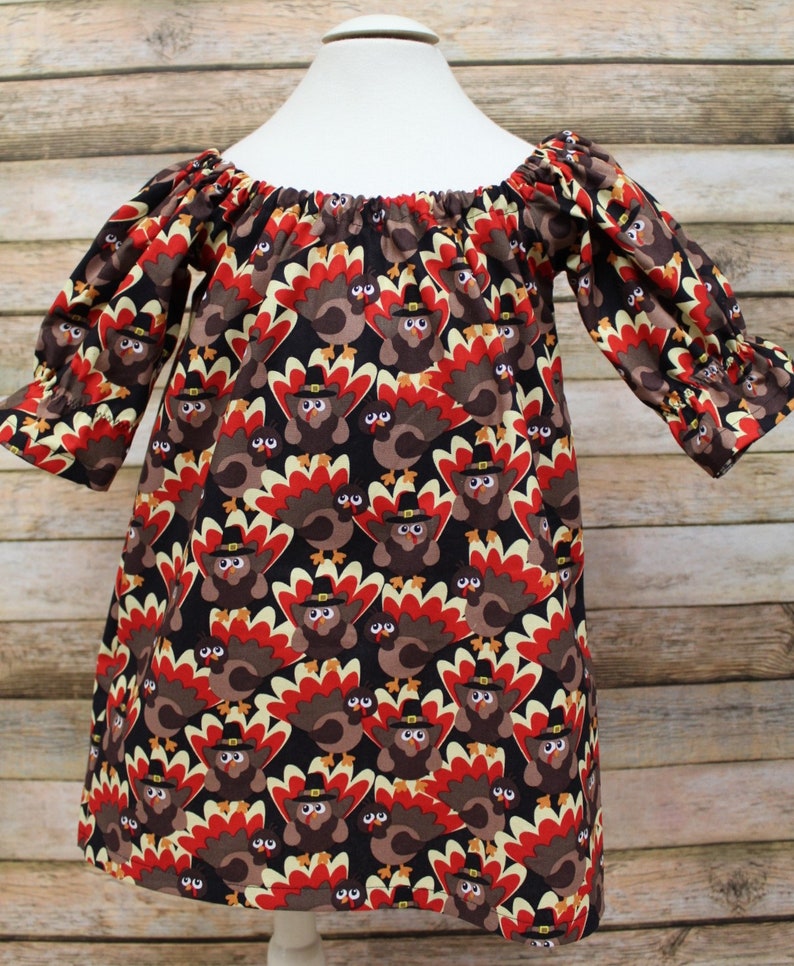 Turkey Peasant dress thanksgiving outfit fall dress Newborn to girls 1112