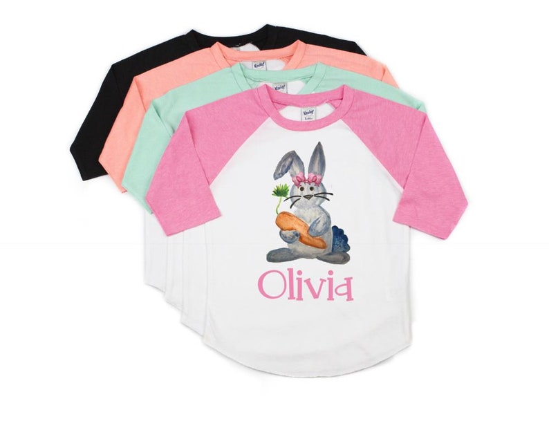 Baby shirts toddler shirts Easter tops funny t shirts Personalized Easter Bunny raglan shirt graphic tees kids shirts