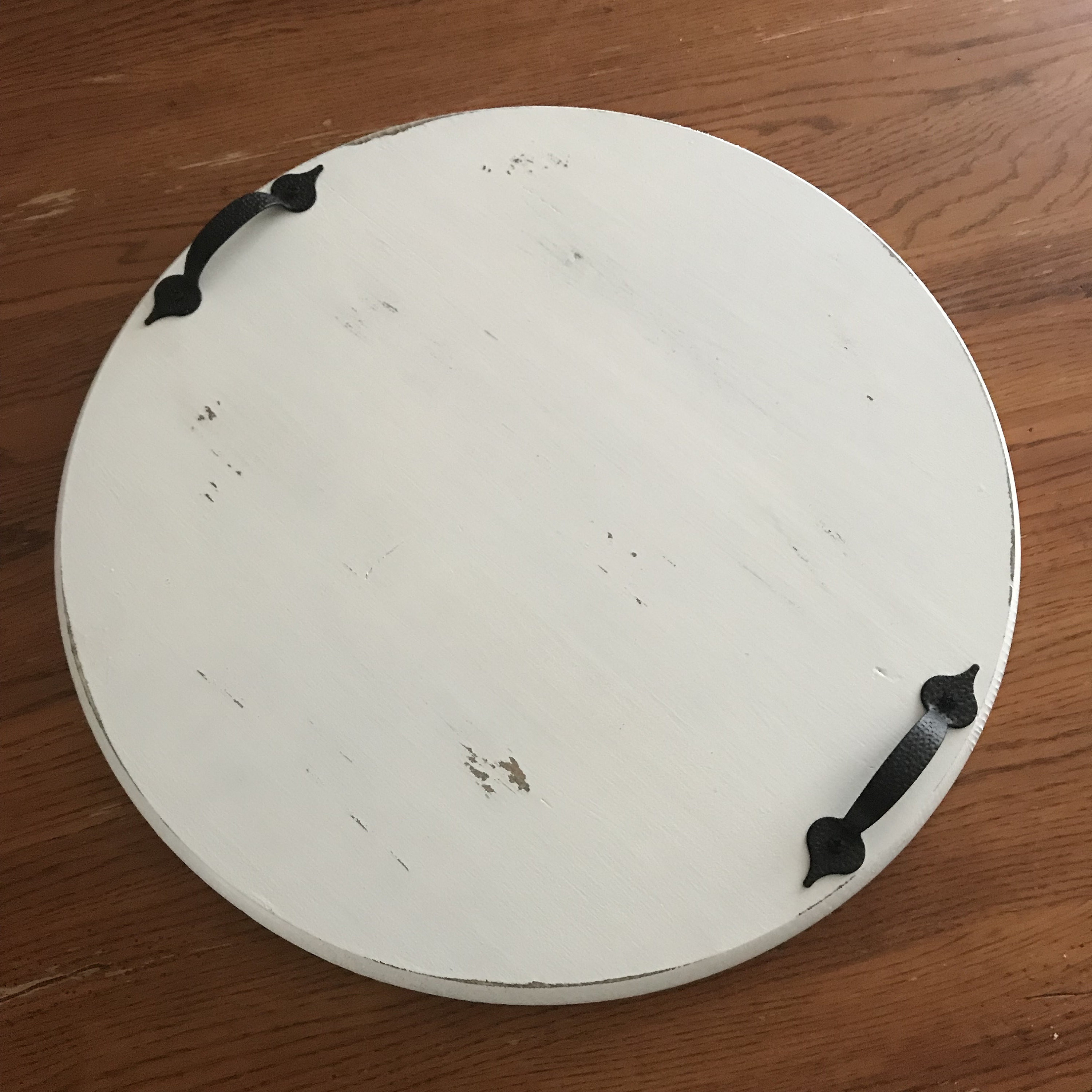 White 18 Decorative wooden serving tray Round serving Etsy