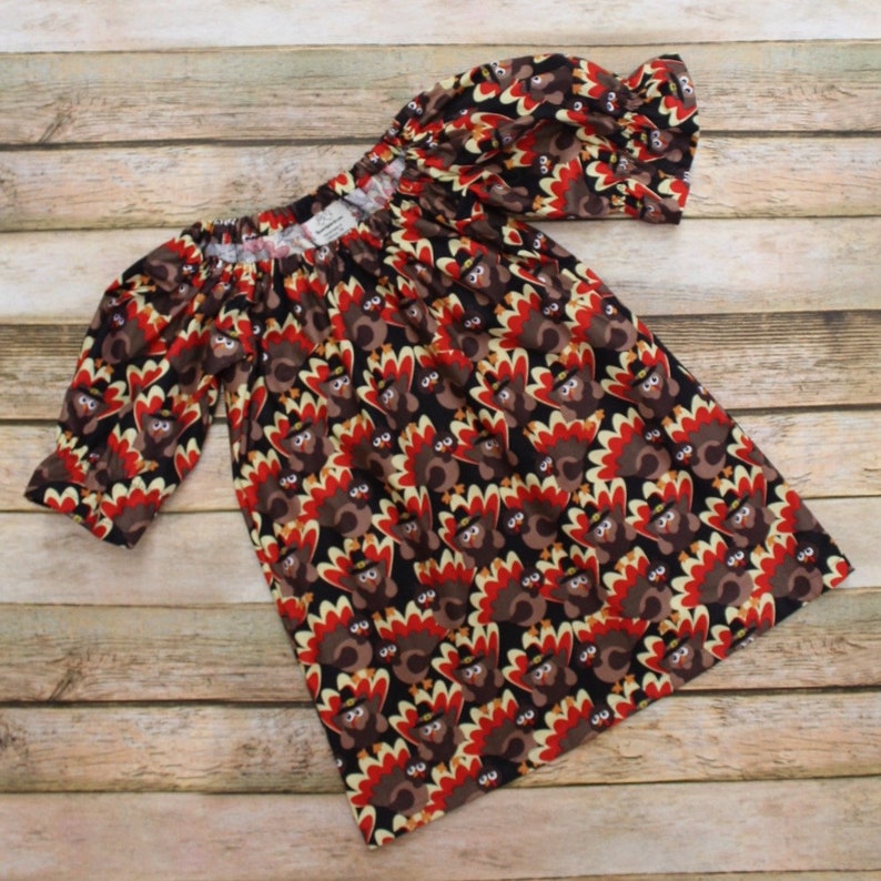 Turkey Peasant dress thanksgiving outfit fall dress Newborn to girls 1112