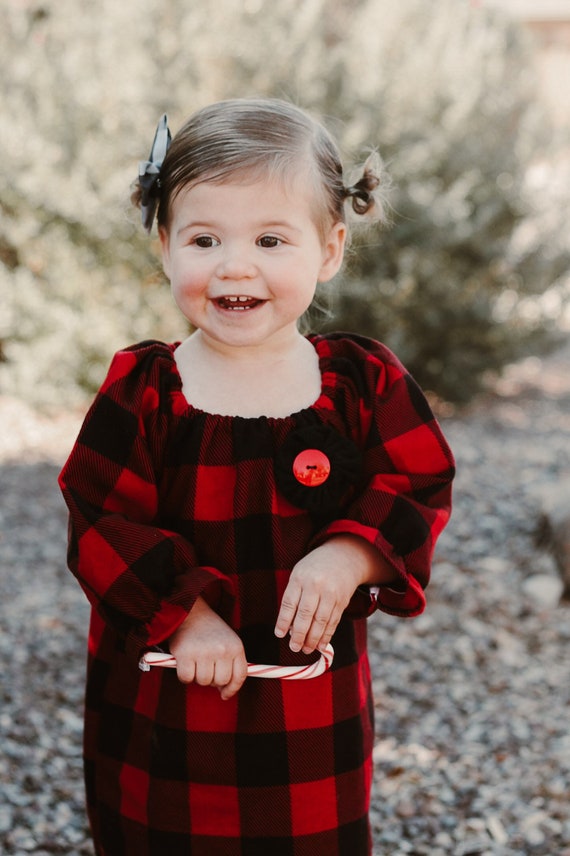 red and black buffalo plaid dress