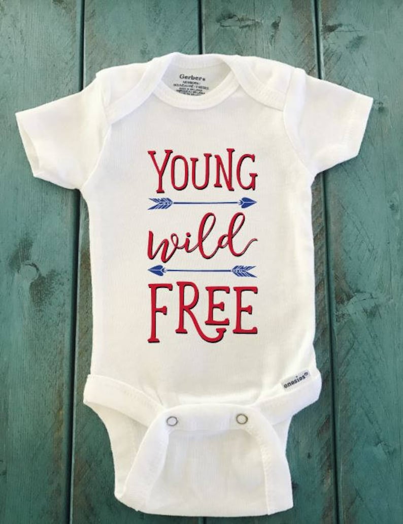 Funny Onesie newborn onesie baby clothes Young Wild and Free ONESIE \u00ae brand Gerber Onesie Bodysuit American onesie Shower gift