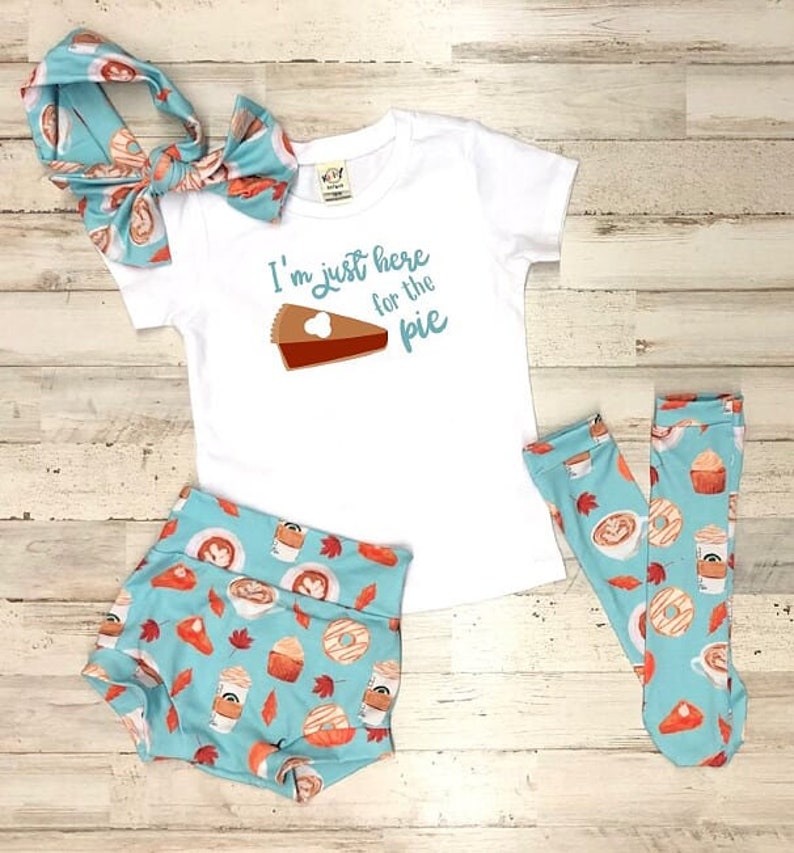 Bow headwrap Baby Bloomers Knee High Socks Toddler I/'m Just Here For The Pie High Waisted Bummies Set Baby Shorts