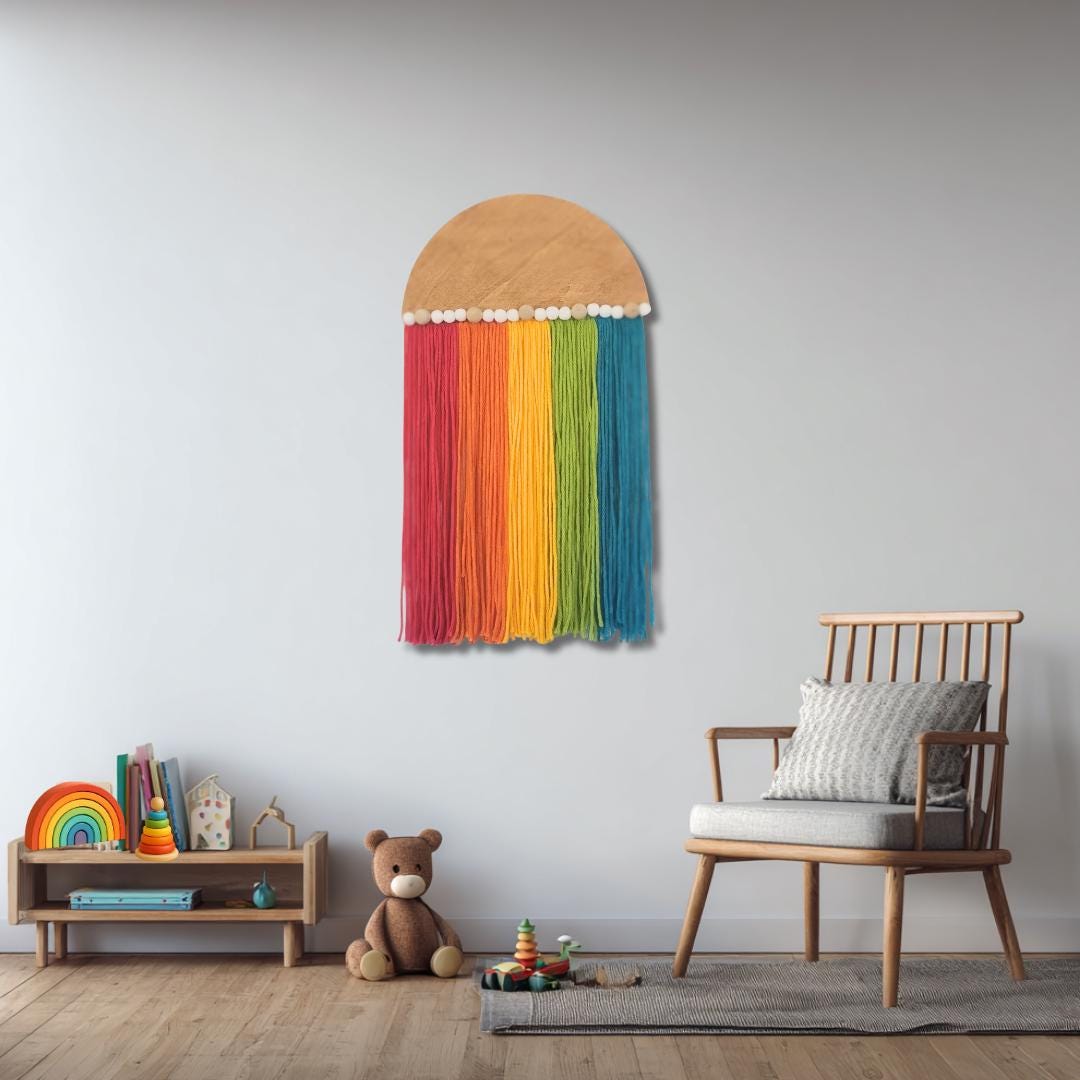 Rainbow Nursery Wall Decor | Kids Room Fiber Wall Hanging | Handmade ...
