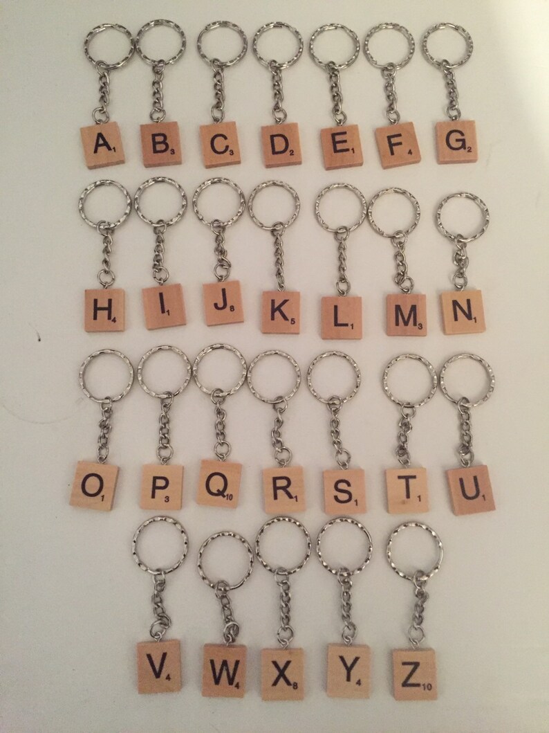 Scrabble letter tile keyring personal gift idea keychain Etsy