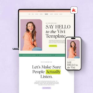 Kajabi webbmall, Vivi Bold redaktionell design för coacher, 9-sidigt kursskaparpaket