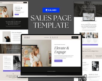 Kajabi Sales Page Template for Online Course Creators | Launch Sales Funnel Template | ELLE