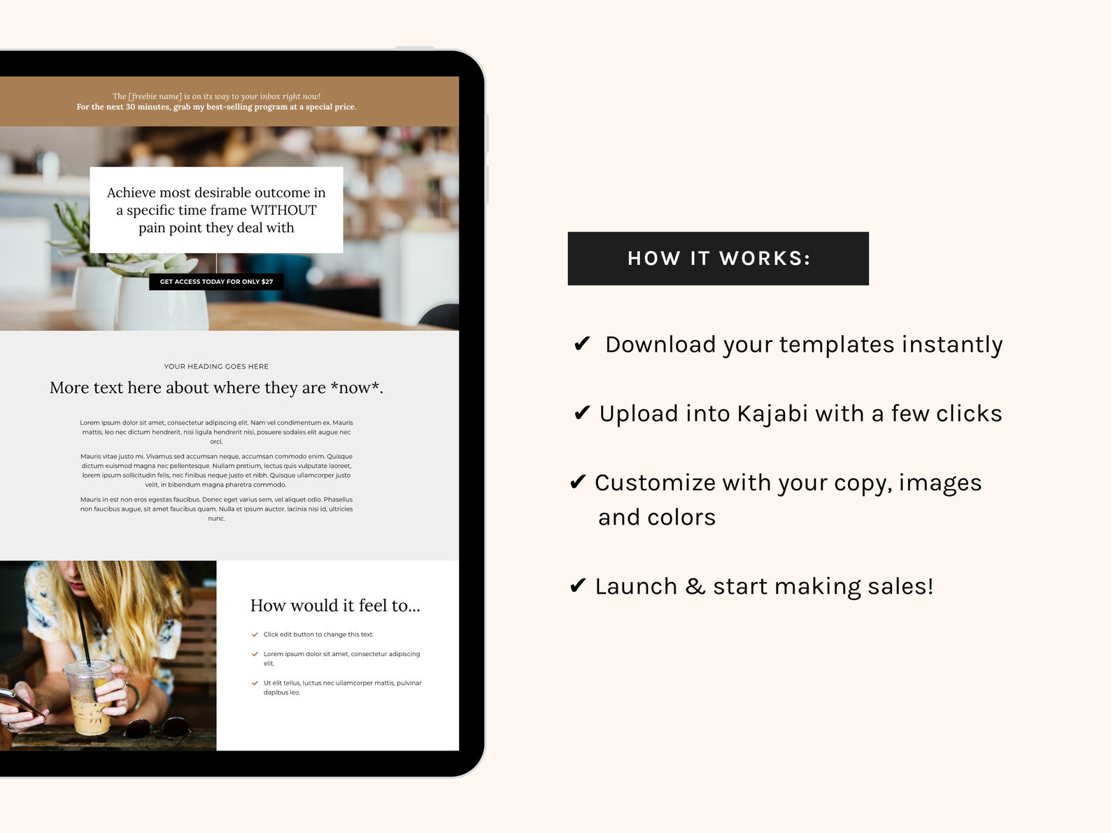 Kajabi Freebie Funnel Template Kit for Online Course Creators Kajabi