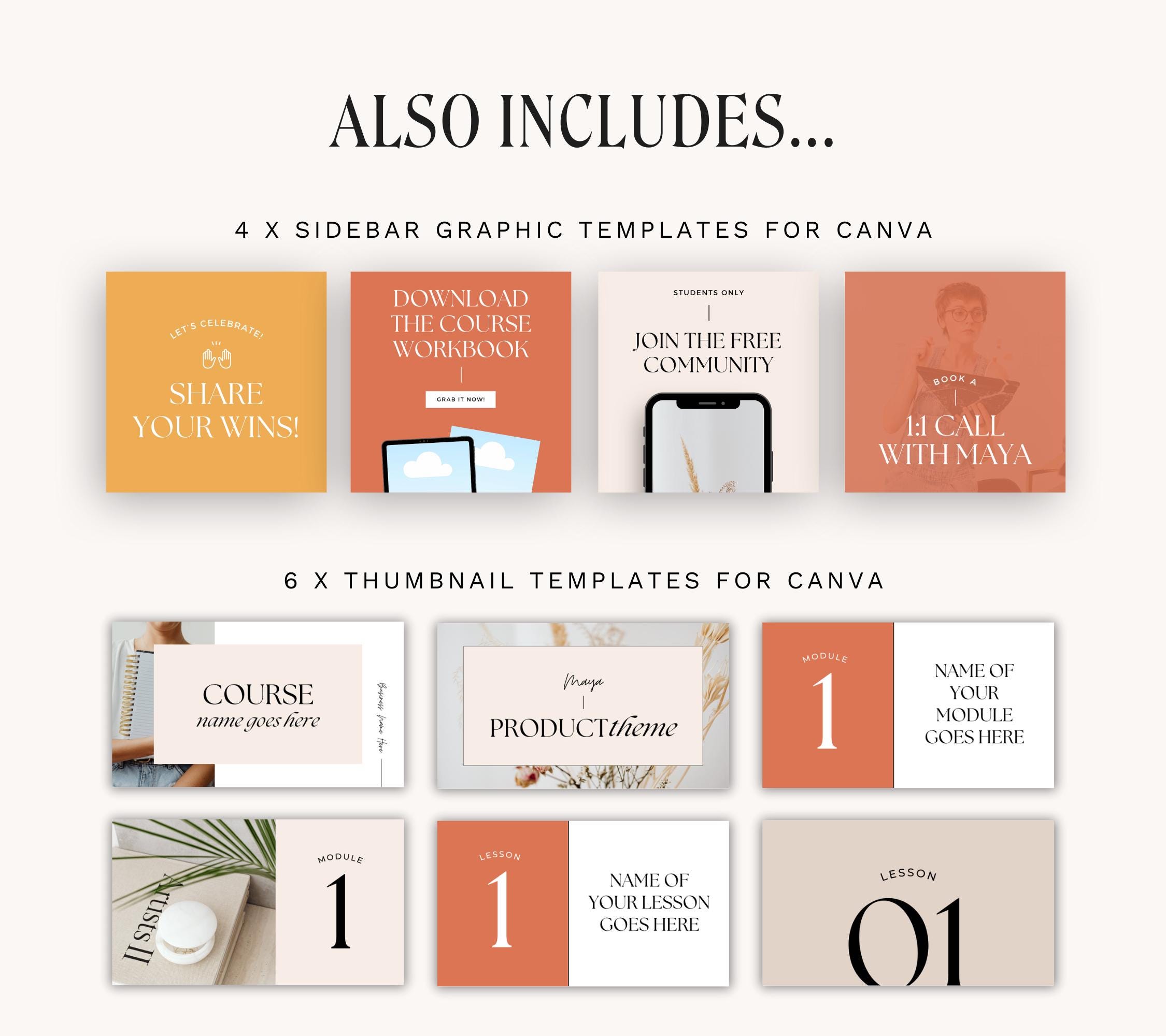 Course Card Thumbnail Maya Kajabi Course Template With Canva Thumbnails - Etsy