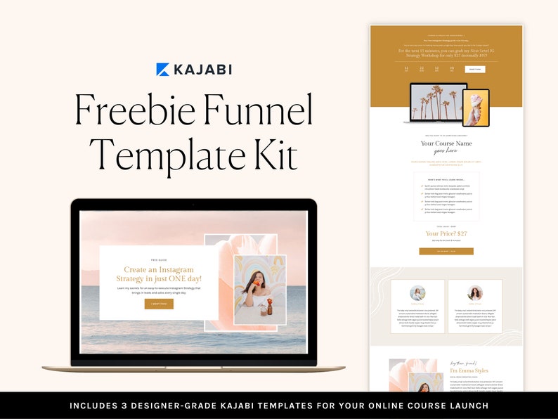 Kajabi Freebie Funnel Template Kit for Online Course Creators Kajabi