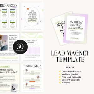 May include: A digital template for a lead magnet, with a green and white colour scheme. The template includes a title, a description, and a call to action. The text on the template reads "The GOAL isn't more money. The goal is living life on your terms." and "Master Your Business".